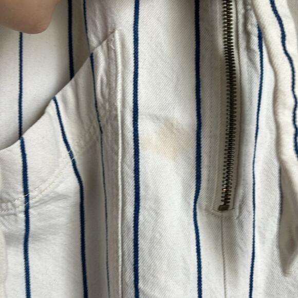 Anthropologie Hedda railroad striped ruffle zip up cropped jumpsuit sz 4 - Picture 5 of 9